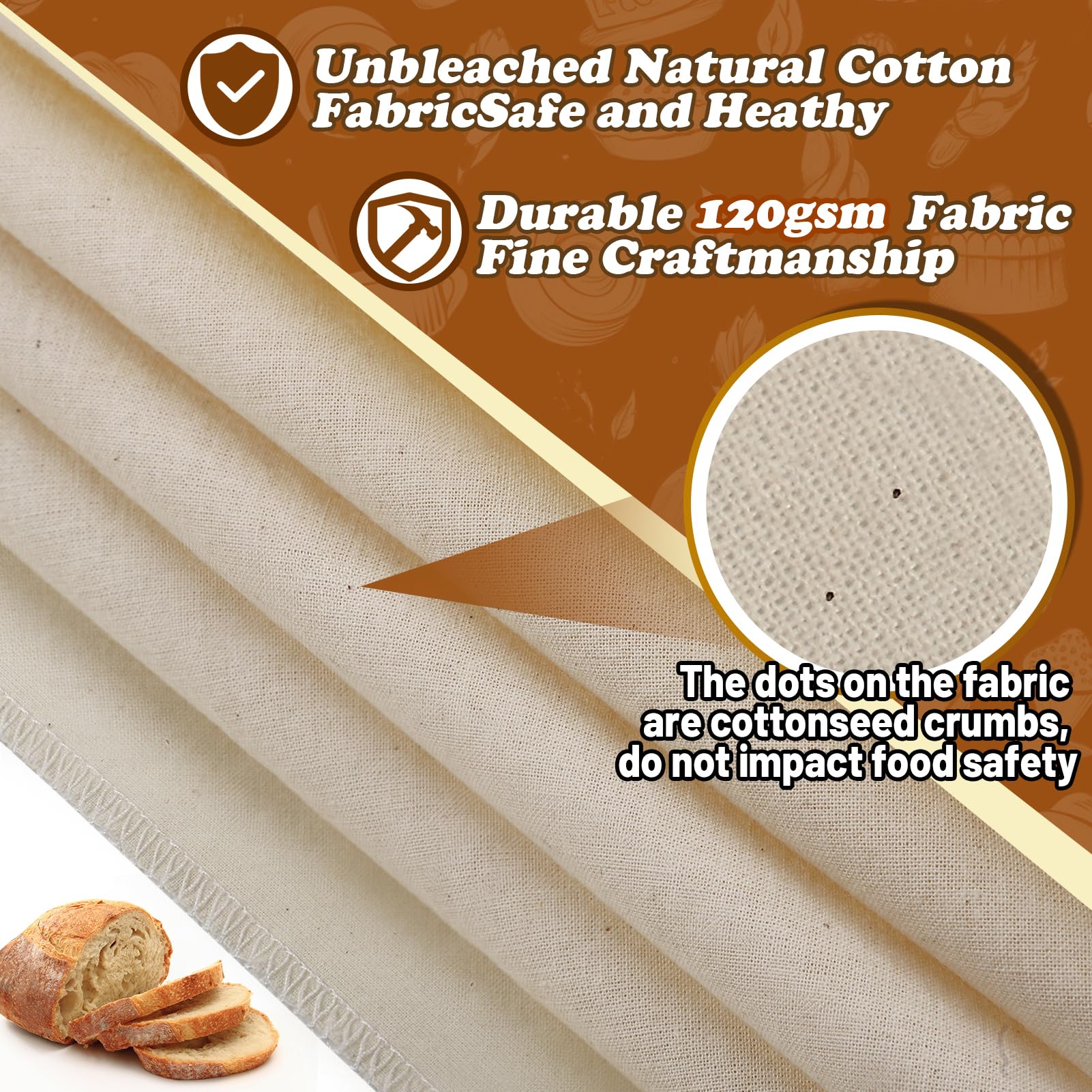 6Pcs All-Cotton Tea Towels For Baking Sourdough - 28 Unbleached Bread Basket Flour Sack Towels, Proofing Cover Cloth For Dough